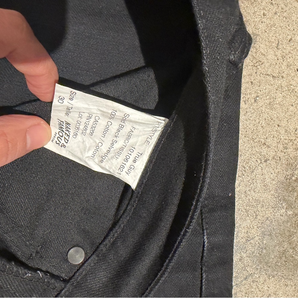 Naked & Famous Denim Men's Straight Black Jeans - Picture 3 of 6